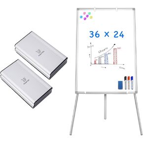 Easel Whiteboard - Magnetic Portable Dry Erase 36 x 24 Tripod Height Adjustable, Maxtek Magnetic Whiteboard Erasers 2 Pack