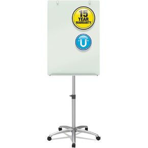 Quartet Easel, Magnetic, Glass Whiteboard, 3' x 2', Adjustable, Portable, Flip Chart Holder, Infinity (ECM32G)