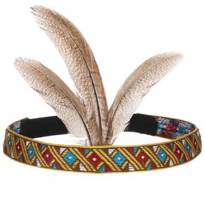 NOLITOY Handmade Headdress, Fashion Elegant Flapper Headband Indiana Ethnic American Headpiece Costume for Women Lady Girls(5.89 Inch)