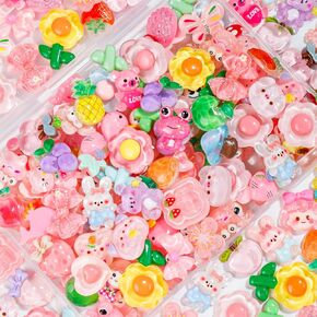 100Pcs Slime Charms Cute Resin Charms Set,Junk Case Charms,Kawaii Accessories Charms for Phone Case Resin Flat Back Slime Making Supplies DIY Scrapbooking Crafts
