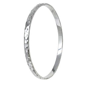 Silver Bangle For Women | Solid 3mm Hammered Style 925 Sterling Silver Bangle Bracelet for Women (5 Mm Wide)