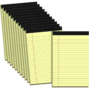 Small Legal Pads 5x8 Notepad, 6 Pack Note Pads 5x8 College Ruled Writing Pads Yellow Legal Note Pads for Work, Micro Perforated Lined Paper 5 x 8 Note Pads 30 Sheets/ Pad College Ruled Pads of Paper