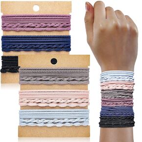 20 PCS Boho Ponytail Mostuders - 4 ألوان محايدة ، 5 قصاصات شعر وأساور للشعر السميك أو الرقيق للسيدات ، لا ضرر
