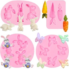 Easter Bunny Silicone Fondant Mold, Large Rabbit Chocolate Baking Mold for Cake Decoration Handmade Soap Candle Polymer Clay Wax Craft