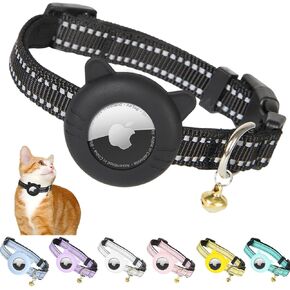 Airtag Cat Collar,Reflective Cat Tracker Collar with Air Tag Holder and Safety Elastic Band,Breakaway GPS Cat Collars for Girl Boy Cats,Kittens and Puppies (Green, Small)