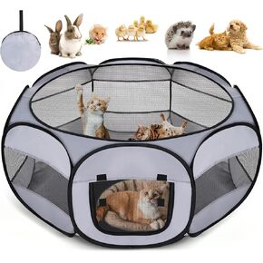 Play Playpen Small Playpen مع غطاء سحرة - صندوق أرنب/أرنب قلم وفرخ الحضنة ، حاوية خفيفة الوزن لجرو/هريرة/غينيا خنزير/هامستر/شينشيلات (داخلي وخارجي)