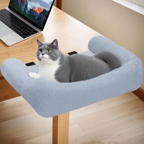 Cat Desk Bed with 90° Foldable Design, Desk Nest Perch & Pillow,Easy Installation, Supports 50 lbs Desk Cat Bed Attachment, Perfect for Office Desks