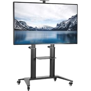 VIVO Premium Aluminum Mobile TV Cart for 32 to 120 inch Screens up to 308 lbs, LCD LED OLED 4K Smart Flat and Curved Panels, Heavy Duty Stand, Shelf, Wheels, Max VESA 1000x600, Black, STAND-TV120B