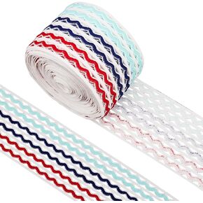 GORGECRAFT 5.5 Yards 2.4" Wide White Wave RAC RIC Elastic Cord Striped Elastic Band Rick Rack Waistband Flat Stretchy Webbing Sewing Knitting Strap Trim Ribbon for DIY Crafts Headband Bags