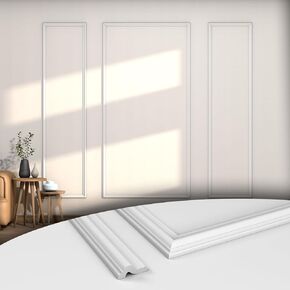 COUKIU 6 Sets Pre-Cut Wall Molding kit,Ready to Assemble Accent Molding Wainscoting Panels for Interior Walls Home Decor（6 Frames，Style2)
