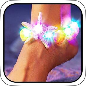 Boho Light Up Starfish Otchle Bracelet Handmade Glow Glow Seashell Anklet Beach Nights Stain