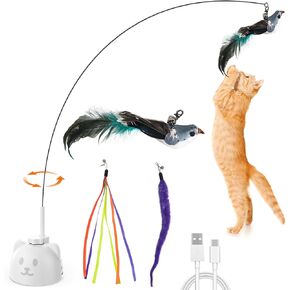 2in1 Hide and Seek Cat Toy Attachment Replacement Butterfly&Feather 4PCS Spinning Butterfly Refills Feather Refills