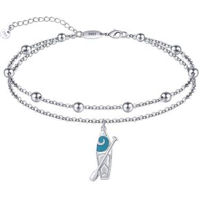 925 sterling Silver Anklets للنساء سوار الكاحل القابل للتعديل لأفضل الأصدقاء - 9.5 "مع 1.2" موسع