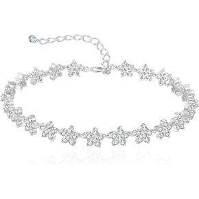 Plated Gold Silver Sparkling Cubic Zirconia Anklet Bracelet for Women – Bling Bling Ankle Jewelry