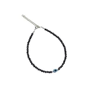 Black Bead Crystal Evil Eye Anklet Bracelet for Women Handmade Simple Waterproof Ankle Foot Bracelets for Women Minimalist Jewelry Adjustable (Design 6)