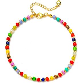 Starain Stone Beaded Beaded Beaded for Women Handmade Beach Boho Bead Bead Canle Beads Colorful Beads Anklet Jewelry Gift لها