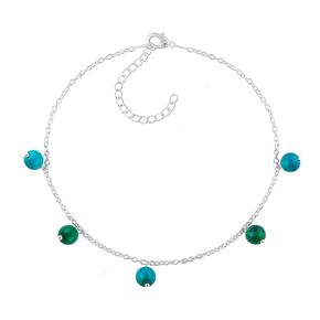 Natural Blood Stone Gemstone Handmade Beads Dainty Chain Anklet for Women, Birthstone, Healing Crystals Energy Stones Silver Plated Chain Fashion Anklet Jewelry gift for Her
