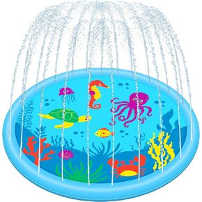 ألعاب Sloosh Splash Pad Water - حصيرة الرشاش للأطفال طفل الأطفال المائي ألعاب المياه المرح ، الصيف في الهواء الطلق حديقة الحديقة في الحديقة الخلفية ، توازم الحفلات للبنين الفتيات (تحت عنوان البحر)