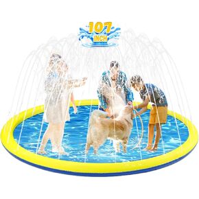 107 بوصة إضافية كبيرة غير قابلة للانزلاق الرشاش للطفل والكلب ، حمام سباحة الكلاب ، ألعاب صغيرة في الهواء الطلق للأعمار من 3 إلى 12 فتيات ، ألعاب أطفال في الهواء الطلق الصيفية ، ألعاب أولياء الأمور ، الفناء الخلفي ، العشب