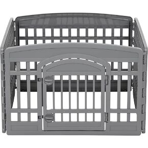 Amazon Basics 4-Panel Indoor Pet Dog Square Playpen, Puppy Playpen with Door, Easy Assemble Easy Storing, 24 in, Dark Gray