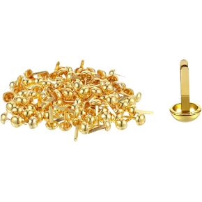 Teaaha 100pcs Brads Paper Paper Disteners Gold Split Pins Round Scrapbooking Brass Racketers Mini Brad Fradeners لمشاريع DIY Crafts Scrapbooking (0.67 × 0.31 بوصة)