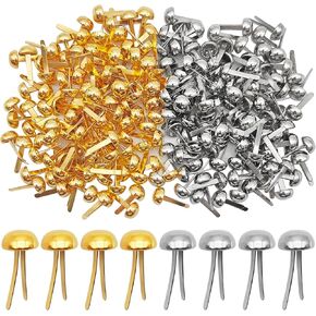 200 PCS PRASS PAPERTERS ، 0.3 × 0.6 بوصة ، مقاطع الورق المقطوعة من BRAD Round ، دبابيس مقسمة للرأس لبطاقات SCRAPBOOKING الورقية DIY (الذهب ، الفضة)