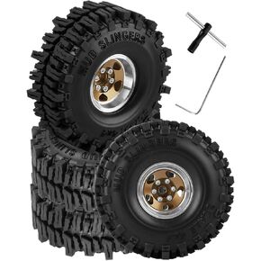1.0 عجلات وإطارات Beadlock لسيارة الزاحف RC 1/18 TRX4M ، 1/24 SCX24 ، RC Off Road Buggy Rally Truck Wheels and Tires ، RC Aluminium 1.0 in Rims and Rubber Tire