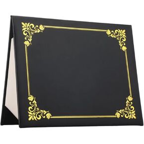 Tenare Tenare Diploma Diploma Cover Leatherette Compreate Accounders Coversual Document Covation Coversing 8.5 "× 11" حدود الذهب الذهب السلس لشهادة حجم الرسالة (أسود)