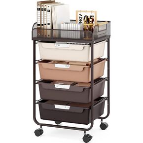 Utility Cart with Drawers,Rolling Cart with Drawers,Craft Cart,Storage Cart with 4 Drawers & DIY Lable for Office Kids Room Bedroom, Multicolor