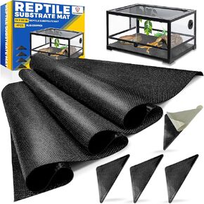 [Premium] 24"x60" Reptile Substrate Mat with 4 PCS Rug Gripper, Extra Thick & Ultra Comfortable,Non-slip, Reptile Tank Accessories for Bearded Dragon, Leopard Gecko,Lizard (not including tank)