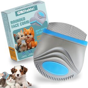Face Comb for Dogs,Pet Grooming Combs with Rounded FineTeeth,Stainless Steel Tear Stain Remover for Dogs Cats,Lightweight & Portable Pet Grooming Brush Suitable for All Furry Pets