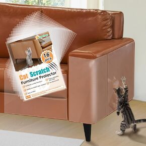 6 Pack Cat Scratch Furniture Protector - Specially Designed for Leather Furniture, Easy to Remove Anti-Scratch Couch Protector from Cat, No Pins