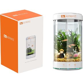 Smart Aquarium Kit-1.5 Gallon Self-Cleaning Betta Fish Tank with 3-in-1 Filtration System, Oxygenation,Water Circulation, Multi-Color LED Lights - Quiet Desktop Aquarium for Home,Office & Gifts(White)