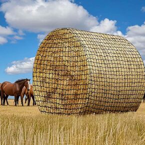 Large Round Bale Hay Net 5x5ft Knotless Slow Feed Hay Net for Horse Round Bale Feeder Fits Round Bales 5x5', 4x4' and Square Bales 4x4x8', 3x3x8'