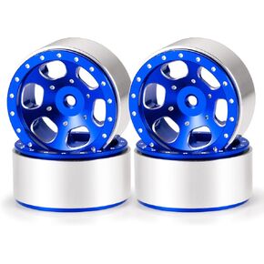 Rclions 1.3inch Aluminium Beadlock Wheel Rims 70g لـ Trx4M SCX24 1/24 1/18 Scale RC Crawler Upgrade Parts (Red)
