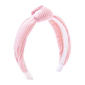 Wee Ones Girls Genuine Seersucker Fabric Knot Padded Headband, Handmade, One Size, Pink
