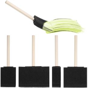 Giantree 4 Pcs Foam Paint Brushes, 4 Sizes Sponge Brushes, for Painting Foam Brush Wood Handle Foam Head Sponge Paint Brush for Painting Staining Varnishes DIY Craft Projects
