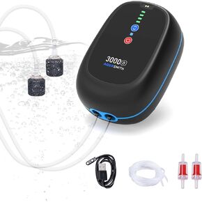 Bait Aerator,Rechargeable Aerator for Fish,IPX7 Waterproof, Suitable for Outdoor Fishing, Power Outage Emergency air Pump, Built-in Battery 3000mah, (3W 48GPH) Maximum Battery Life of 70 Hours