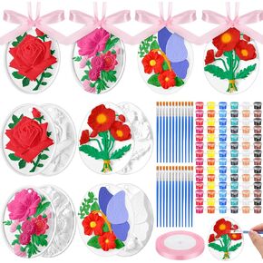 Rotatingpals 24 Pack Ceramic Painting Kit - Paint Your Own DIY Ceramics for Floral Tea Party Decorations and Favors - Arts and Crafts Set for Birthday Party Supplies and Activities
