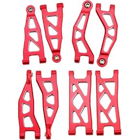 Aluminum Alloy Front & Rear Upper & Lower Swing Arms Upgrade Parts for ARRMA 1/18 Granite GROM/Typhon GROM (Red)