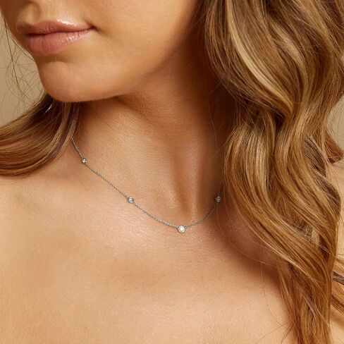 Gold Necklace for Women, 14k Gold Plated Diamond Station Necklace for Women,Dainty Gold Choker Necklace Minimalist Simple Gold Jewelry in Kuwait