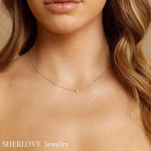 Gold Necklace for Women, 14k Gold Plated Diamond Station Necklace for Women,Dainty Gold Choker Necklace Minimalist Simple Gold Jewelry in Saudi Arabia