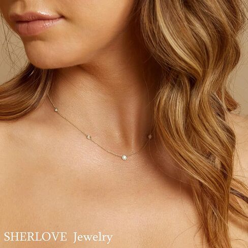 Gold Necklace for Women, 14k Gold Plated Diamond Station Necklace for Women,Dainty Gold Choker Necklace Minimalist Simple Gold Jewelry in Saudi Arabia