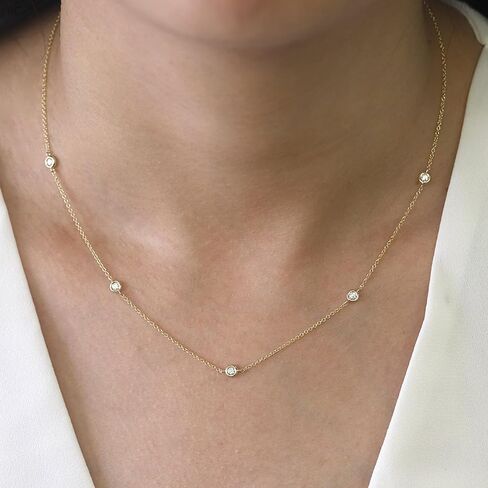 Gold Necklace for Women, 14k Gold Plated Diamond Station Necklace for Women,Dainty Gold Choker Necklace Minimalist Simple Gold Jewelry in Saudi Arabia