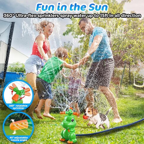 4-in-1 Dinosaur Water Sprinkler Baseball Toys,360° Spinning Water Play Game, Water Baseball, Water Splashing Toy for Kids Outdoor, Summer Backyard Lawn Pool Party Fun for Boys Girls (Green) in Saudi Arabia