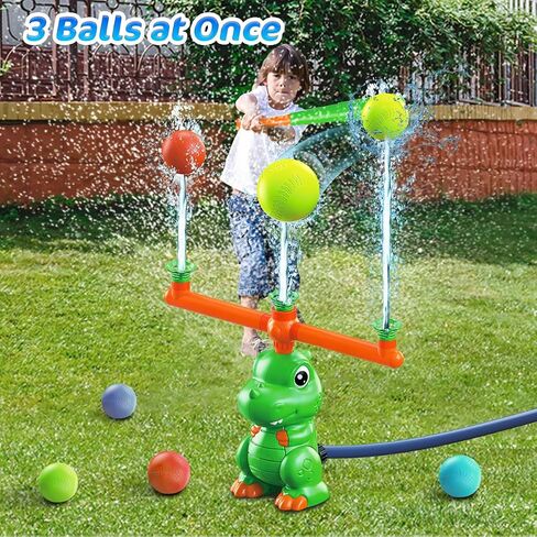 4-in-1 Dinosaur Water Sprinkler Baseball Toys,360° Spinning Water Play Game, Water Baseball, Water Splashing Toy for Kids Outdoor, Summer Backyard Lawn Pool Party Fun for Boys Girls (Green) in Saudi Arabia