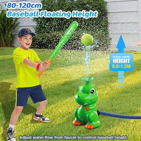 4-in-1 Dinosaur Water Sprinkler Baseball Toys,360° Spinning Water Play Game, Water Baseball, Water Splashing Toy for Kids Outdoor, Summer Backyard Lawn Pool Party Fun for Boys Girls (Green) in Saudi Arabia