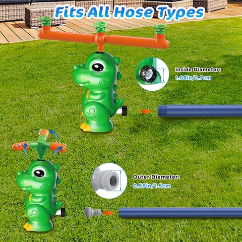 4-in-1 Dinosaur Water Sprinkler Baseball Toys,360° Spinning Water Play Game, Water Baseball, Water Splashing Toy for Kids Outdoor, Summer Backyard Lawn Pool Party Fun for Boys Girls (Green) in Saudi Arabia