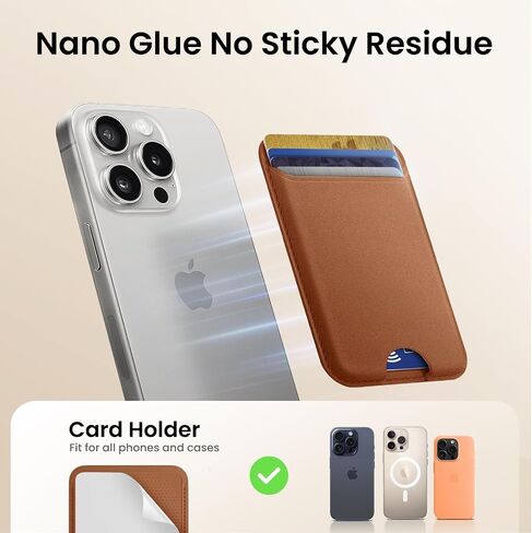 Magnetic Phone Wallet, Mag safe Wallet with Minimalist Pocket Cards Sleeve, Slim RFID Blocking Mag safe Card Holder for Back of iPhone 15/14/13/12, CFBlack in Saudi Arabia