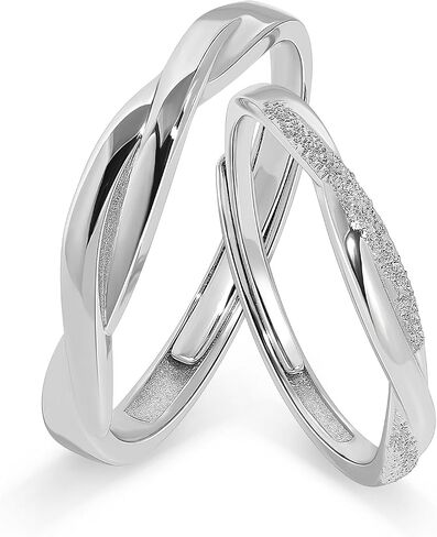 Meissa Intertwined Couples Rings for Men Women Infinity Engagement Rings for Couples Open Back Wedding Rings Handmade Bridal Jewelry, Set of Two Rings in Kuwait